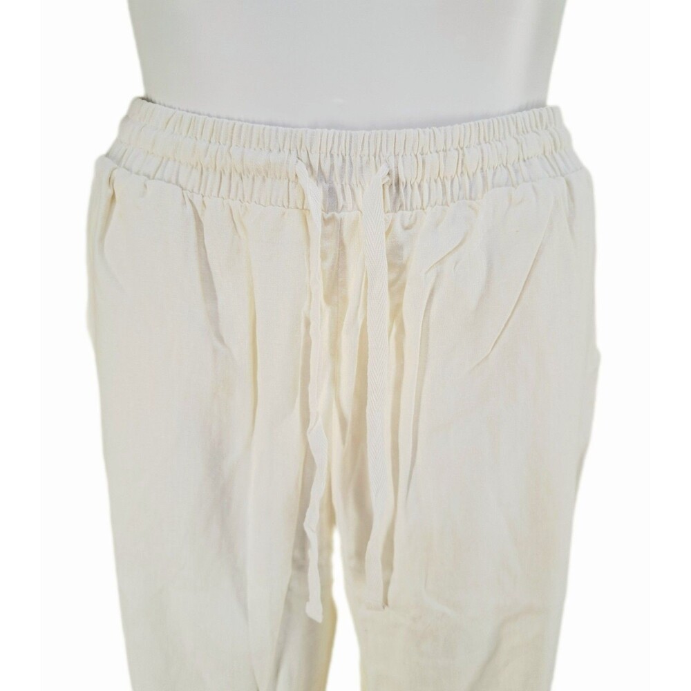 Linen Blend VTG Wide Leg Pants High Rise Women's Size XL Elastic Waist 173667 - Picture 9 of 14